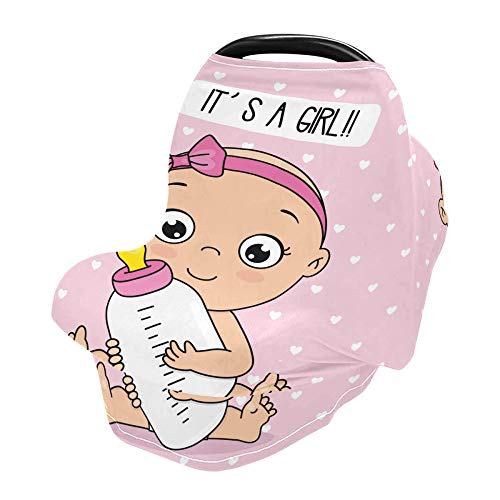 Yyzzh é uma garota em rosa coração polka polka bebê com garrafa capa de assento de bebê elástico cobertura infantil