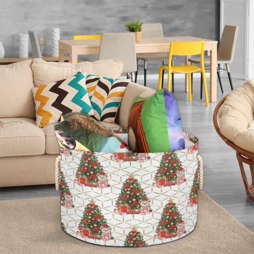 Árvore de Natal tridimensional Grandes cestas redondas para cestas de lavanderia de armazenamento com alças cestas