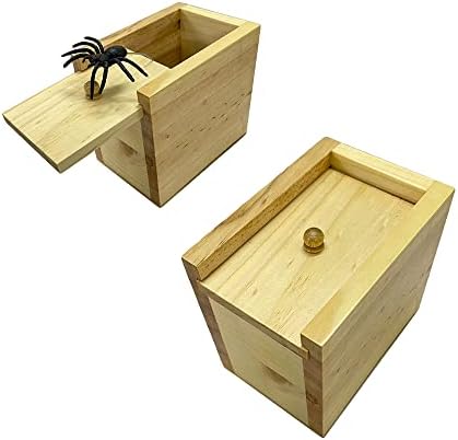 Thatuwood Wooden Spider Prank Box, Brinquedos de Prank Scare Wood, Toy de Caixa de Madeira, Caixa de Madeira,
