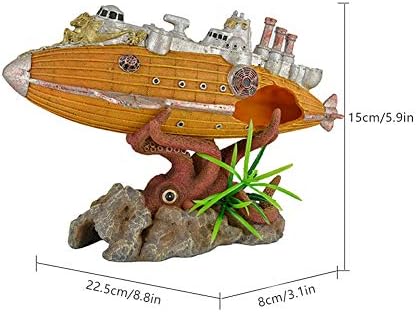 OMEM Aquarium Battleship Decorations Octopus Fish Tank Creative Subwater Landscape Ornament Ambientes