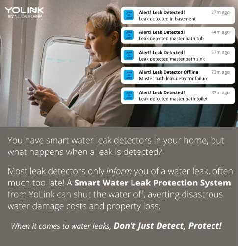 Sistema de proteção contra vazamentos de água inteligente da Yolink Lora, incluindo 1 Válvula de aço inoxidável