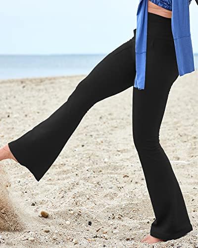Gyiefcg feminino flee leggings super altos bolso dobrável bolso de ioga de comprimento completo calças