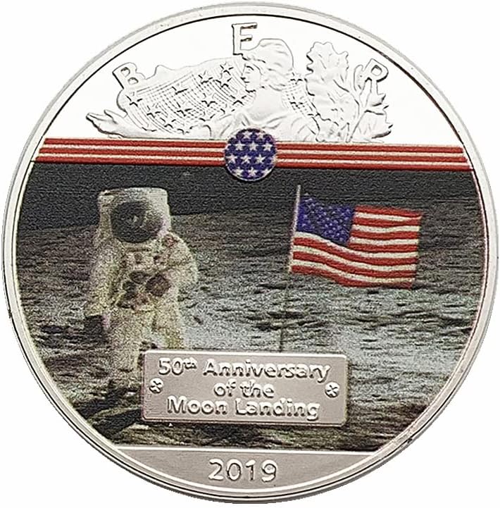 2019 American Statue of Liberty Color Silver banhado comemorativo Coleção de moedas moeda aeroespacial