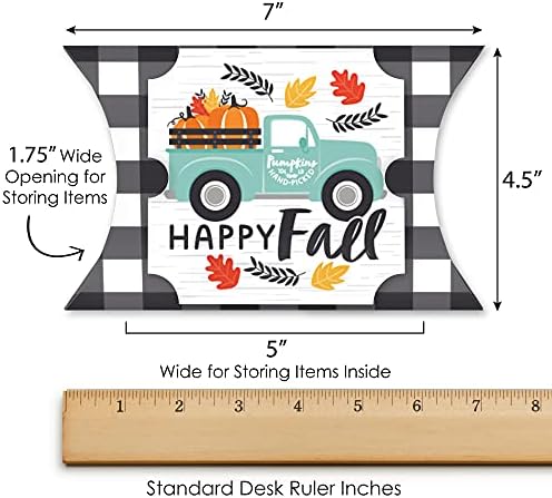 Big Dot of Happiness Happy Fall Truck - Favor Gift Boxes - Harvest Pumpkin Party Grand Pillow Boxes
