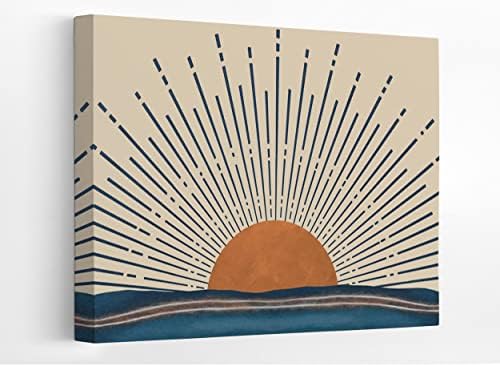 Honlung Resumo Boho Sunshines Sun Raios de sol com onda de ondas marinhas impressões de arte de parede