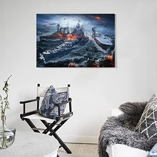 Moderno abstrato pintura a óleo mundial de navios de guerra Battlefield Ocean Ocean Aesthetics Posters