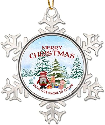 Natal Tree Gift Snow Mundo do mundo da árvore de Natal Ornamentos Gnome Snowflake Metal Tree de lembrança de