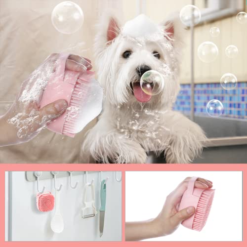 Escova de banho de gato de cachorro, com sabão e shampoo dispensador de cachorro, escova de massagem pincel