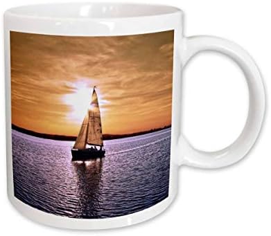 3drose Sail Boat Sunset Cerâmica Caneca, 11 onças