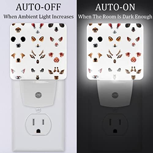 2 pacote de pacote Night Light Light Auto/On/Off Switch, rosto de animal fofo ideal para quarto, banheiro,