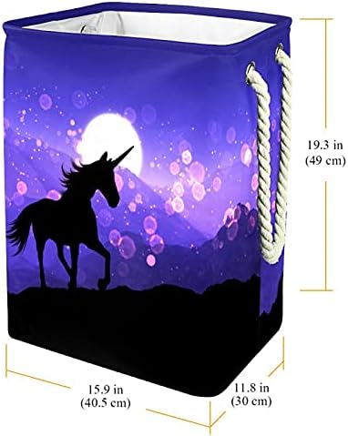Fantasy Unicorn Mountain Purple Sunset Sky Sky Caskety Basket Casking Organizador retangular Curtador