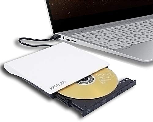 Unidade óptica de DVD externo portátil Ultra Fin, pop-up branco móvel USB 3.0 8x DVD+-RW 24x CD ROM