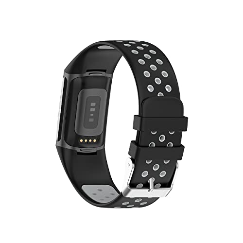3PCs Sport Bands Compatível com Fitbit Charge 5 Smartwatch Acessório, costura de fivela de metal color
