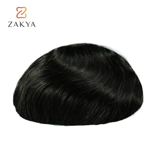 Sistema de cabelos para homens da Zakya Cabelo humano europeu 0,06mm Ultra Fine Fine Base de cabelo de cabelo natural de cabelo natural Tamanho do sistema de substituição de 8x10 polegadas para homens TOUPE DE CABE