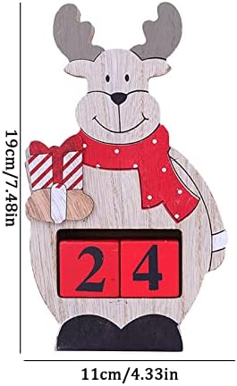 Ornamento de Natal Glass de Natal Número do Advento Countdown Calendário de madeira Número quadrado Número de comprimido