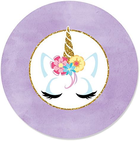 Rainbow Unicorn - Chá de bebê de unicórnio mágico ou etiquetas de adesivos de círculo de festas de aniversário