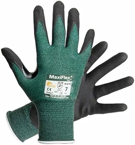 Maxiflex 34-8743 Corte Luvas de trabalho com revestimento de nitrila resistentes com casca de malha verde