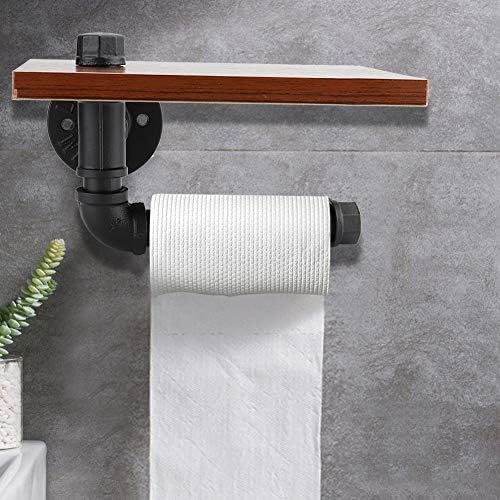Suporte de papel higiênico preto, suporte para papel higiênico de parede preto com suporte de montagem,