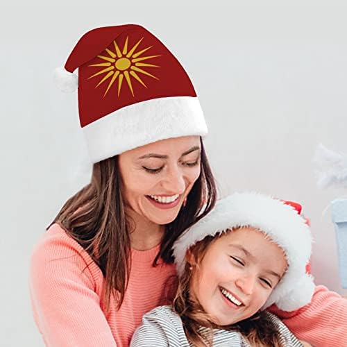 Flag de grego Macedônia chapéu de natal Papai Noel para adultos unissex Comfort Classic Xmas Cap para