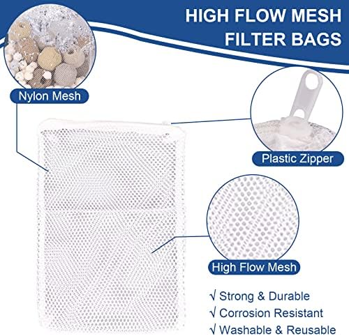 Sacos de filtro de aquário Hacraho, 12 PCs Sacos de mídia de filtro aquário com zíper para tanques de
