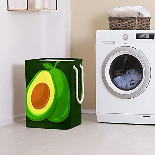 Deyya Cestas de lavanderia à prova d'água Alto cesto de impressão de abacate verde dobrável para