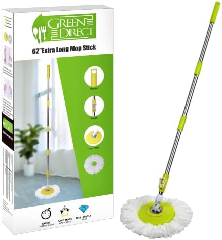 Green Direct Mop Stick para o sistema de limpeza de caçamba de mop spin | MOP Stick e Microfiber Mop Head