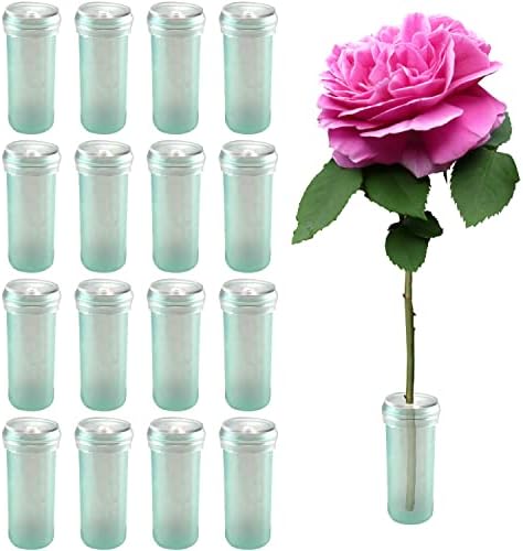 200 Pacote de água floral Tubos de água de 1,6 polegada Clear Flower frascos com tampas para arranjos