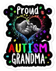 Adesivo orgulhoso da avó, grão -mãe autismo, adesivo de coração