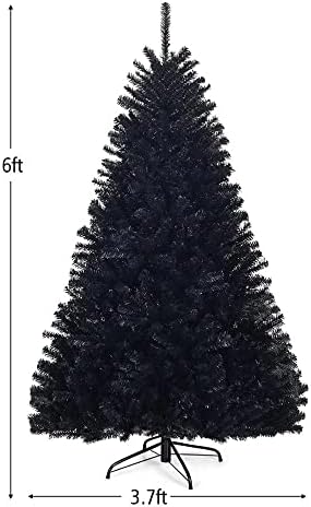 N/A 6 pés articulados Halloween Chrals Christmas Tree Full W/Metal Stand Black