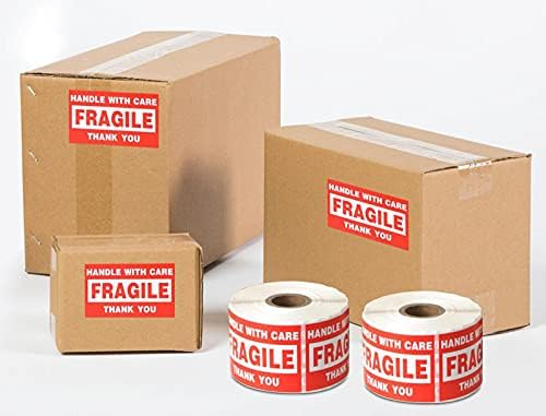 9527 Produto 2 '' x 3 '' adesivos frágeis com aviso de cuidado - etiquetas de envio adesivos, 500 rótulos/rolos