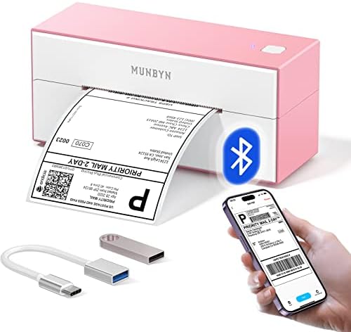 Impressora de etiqueta térmica de Munbyn Bluetooth, impressora de etiqueta de remessa 4x6 para pacotes