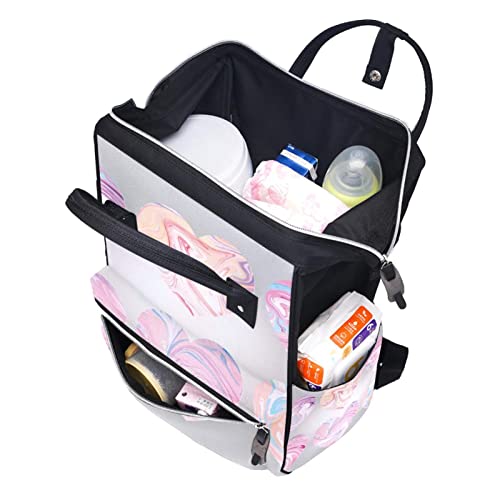 Marble Hearts Freia -Tote Bags Mummy Backpack de grande capacidade Bolsa de enfermagem Bolsa de viagem