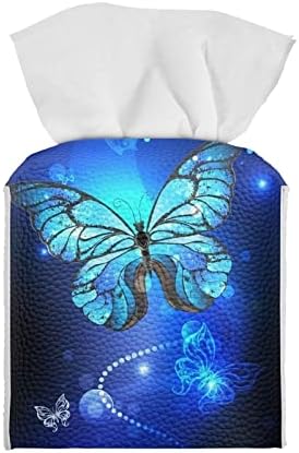 Suobstales Blue Butterfly Print Tissue Box Capas