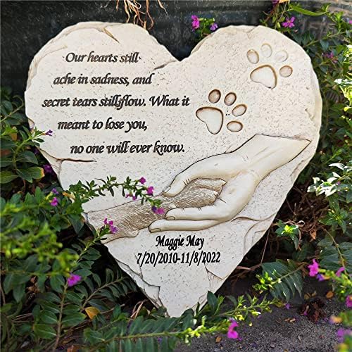 Aveena Heart Stone Memorial Stones, Pedra Memorial Personalizada para Cães ou Catos, Gifts para Listas de Pets,