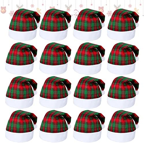 Hiwooii 16 pacote chapéus de Natal de Natal com punhos brancos 17 x 13 polegadas Chapéus de Natal grandes