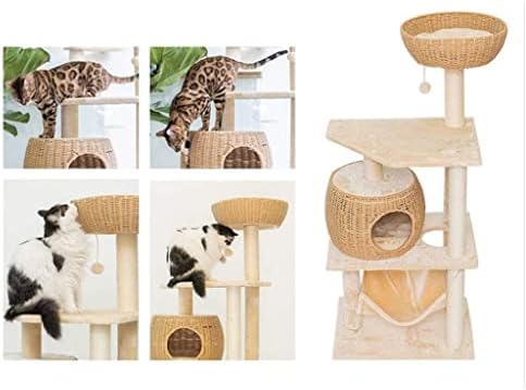 Tonpop Cat Tree Tower Tower Cat Toy House Bolas penduradas Tree Kitten Ture Scratchers Wood Solling