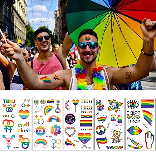 108 PCs Rainbow Tattoos Tattoos Coração Love Listras Falsas Tattoo Adesivos para LGBTQ PARADES