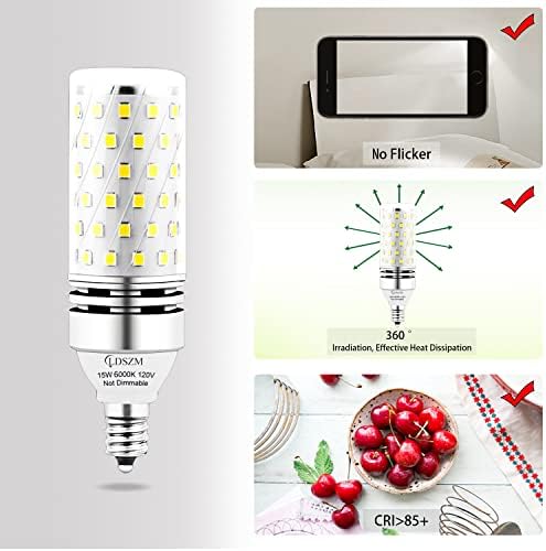 E12 lâmpadas LED, 15W LED Candelabra Bulb 120 Watt equivalente, 1200lm, E12 Base média decorativa Decorativa