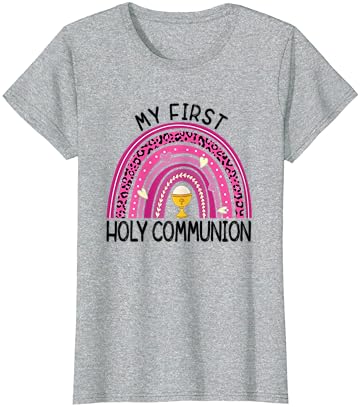Arco-íris minha primeira comunhão da sagrada igreja da igreja de camiseta religiosa