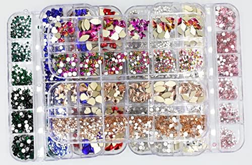 12 Ardird Box Multi Size AB/Hotfix colorido Rhinestones Flatback Crystal Diamond Gems 3D Glitter Art Decorações