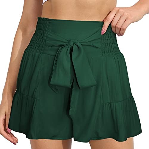 Shorts para mulheres elásticas casuais casuais shorts confortáveis ​​shorts de carga de pernas largas de verão