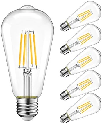 LVWIT Vintage LED Edison Bulbs, 6,5W, equivalente 60W, não minimizível, alto brilho branco 2700k ST21 Bulbos de