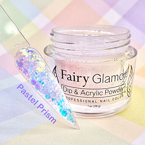 Glamour de fada Rainbow Spring Glitter Dip e acrílico Powder - Prism Prism - 1 oz
