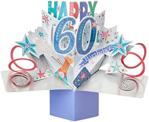 Feliz 60º aniversário, cartão pop-up, cartões pop-up 3D originais do Second Nature