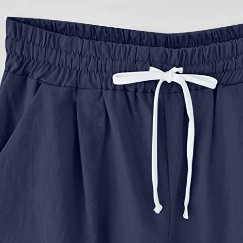 Calças de brunch comiGeewa para juniores Summer Summer Spandex Gallen Linen Graphic Plus Size calça