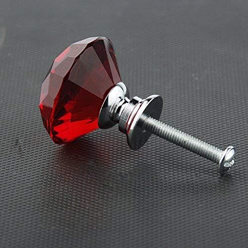 Moreshow 10pcs 30mm Red Crystal Gabinete de vidro do armário da gaveta da gaveta da puxar a forma de diamante