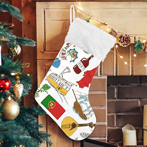 Pimilagu Sketch Portugal Christmas meias 1 pacote 17,7 , meias penduradas para decoração de Natal
