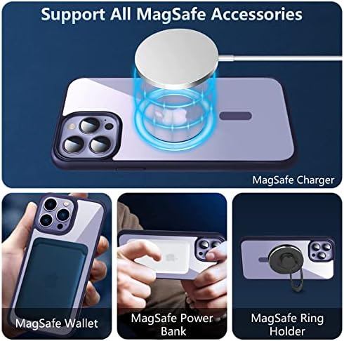 MGNAOOI Magnético claro para iPhone 13 Pro Case compatível com MagSafe [não amarelo] [Testado de