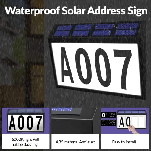 Números da casa abordam luz, número de endereço para casas, placa de endereço para energia solar, sinal