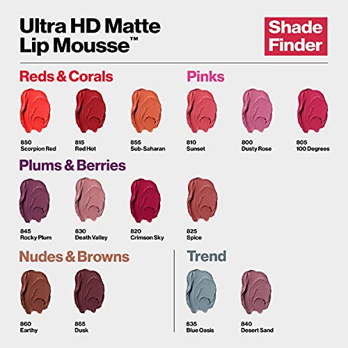 Batom líquido por Revlon, Maquiagem Face, Mousse de Lips Matte Ultra HD, cores de lábios ricos em